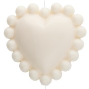 Cuenta corazón 17,5 mm con mini bolas de resina opaca - Marfil x1