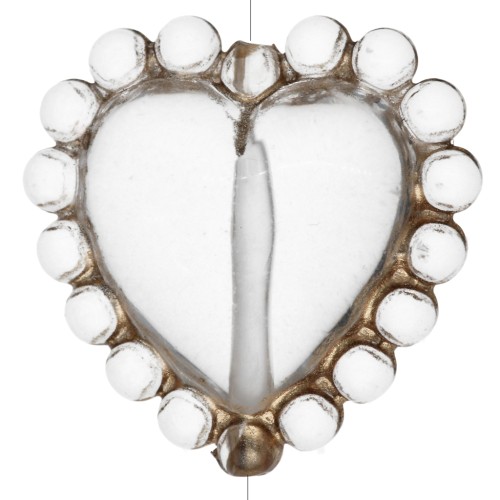 Cuenta corazón 17,5 mm con mini bolas de resina transparente - Cristal - Dorado x1