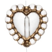 Cuentas de corazón de 10 mm con mini bolas de resina transparente - Cristal - Dorado x4
