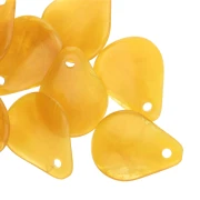 Pétalos de flor curvados 14x10,5 mm en resina - Amarillo miel jaspeado x8