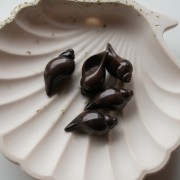 Cuenta con forma de concha de 27 x 15 mm de resina opaca - Marrón marmolado x1