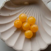 Cuentas redondas de 14 mm de resina translúcida - Mango veteado x6