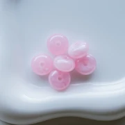 Cuentas redondas 12x7 mm en resina translúcida - Rosa claro jaspeado x6