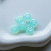 Cuentas redondas 12x7 mm en resina translúcida - Verde agua x6