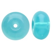 Cuentas redondas 12x7 mm en resina translúcida - Azul Caribe x6