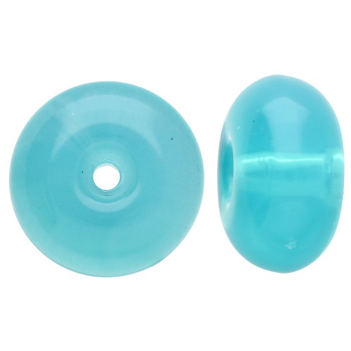 Cuentas redondas 12x7 mm en resina translúcida - Azul Caribe x6