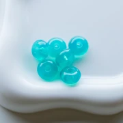 Cuentas redondas 12x7 mm en resina translúcida - Azul Caribe x6