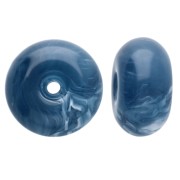 Cuentas redondas 12x7 mm en resina opaca - Azul petróleo jaspeado x6|raw }}