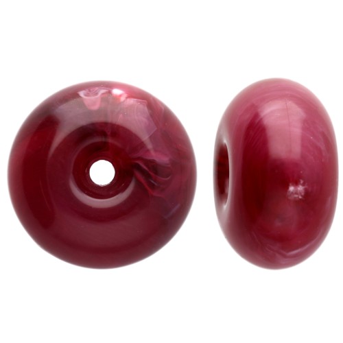 Cuentas redondas 12x7 mm en resina opaca - Granate jaspeado x6
