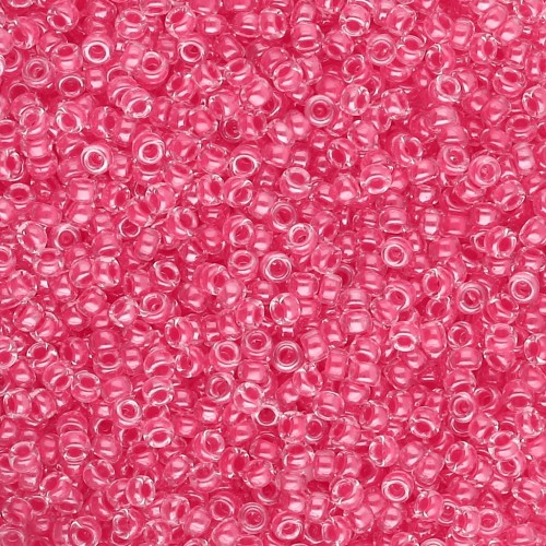 Cuentas Rocalla Miyuki 15/0 208 - Cristal con ribete rosa carnación x8 g