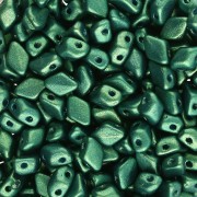 Cuentas de cristal Mini Gemduo de 2 agujeros, 6x4 mm - Gold Shine Dark Green, 5 g|raw }}