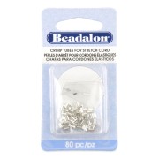 Cuentas tubulares para aplastar de 2 x 1,6 mm para cordón elástico de 0,5 mm - Plateadas x80|raw }}