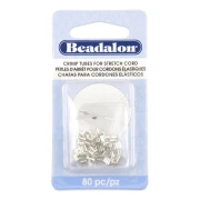 Cuentas tubulares para aplastar de 2 x 1,6 mm para cordón elástico de 0,5 mm - Plateadas x80