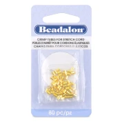 Cuentas tubulares para aplastar de 3x2 mm para cordón elástico de 0,8 mm - Dorado x80