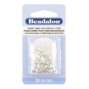 Cuentas tubulares para aplastar de 3x2 mm para cordón elástico de 0,8 mm - Plateadas x80