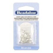 Cuentas tubulares para aplastar de 3x2 mm para cordón elástico de 0,8 mm - Plateadas x80