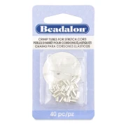Cuentas tubulares para aplastar de 5 x 2,7 mm para cordón elástico de 1 mm - Plateadas x40