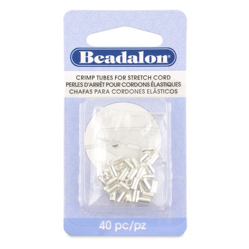 Cuentas tubulares para aplastar de 5 x 2,7 mm para cordón elástico de 1 mm - Plateadas x40