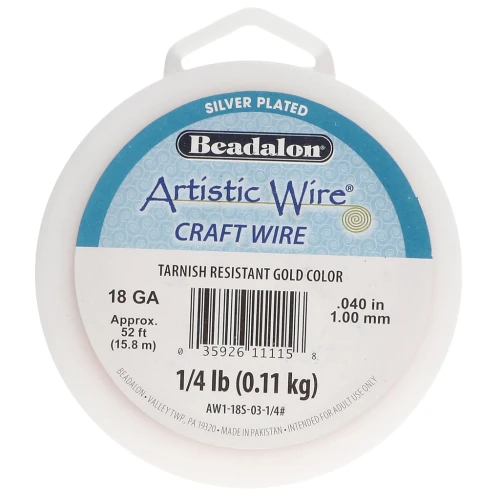 Hilo de cobre Artistic Wire de 1 mm - Chapado en plata dorada resistente al deslustre x15.8m