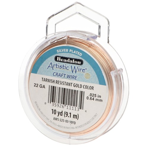 Hilo de cobre Artistic Wire de 0,64 mm - Chapado en plata dorada antideslustrante, 9,1 m