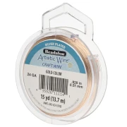 Alambre de cobre Artistic Wire de 0,51 mm - Chapado en plata dorada antideslustrante, 13,7 m