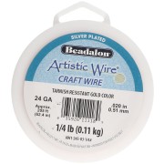 Alambre de cobre Artistic Wire de 0,51 mm - Chapado en plata dorada antideslustrante, 62,4 m