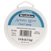Hilo de cobre Artistic Wire de 0,41 mm - Chapado en plata dorada resistente al deslustre, 94,7 m