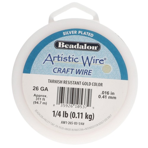 Hilo de cobre Artistic Wire de 0,41 mm - Chapado en plata dorada resistente al deslustre, 94,7 m
