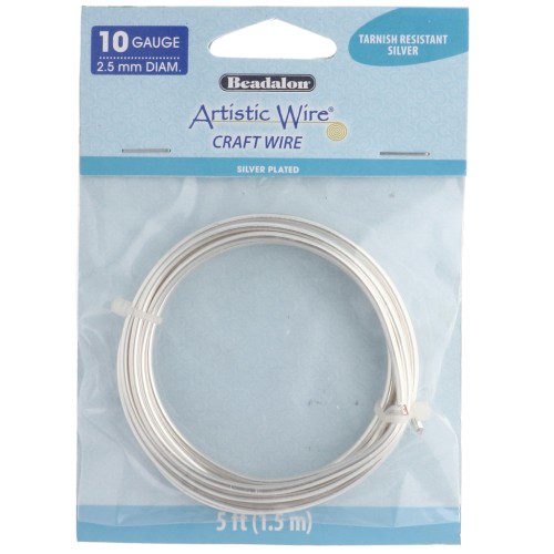 Alambre de cobre redondo de 2,6 mm Artistic Wire resistente al deslustre - Plateado x 1,5 m