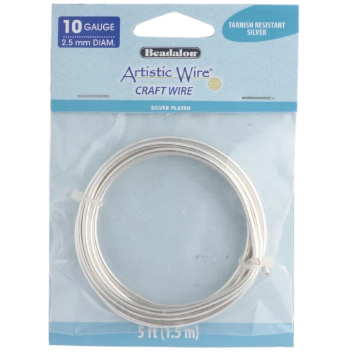 Hilo redondo de cobre de 2,6 mm Artistic Wire - Chapado en plata antideslustrante x1.5m