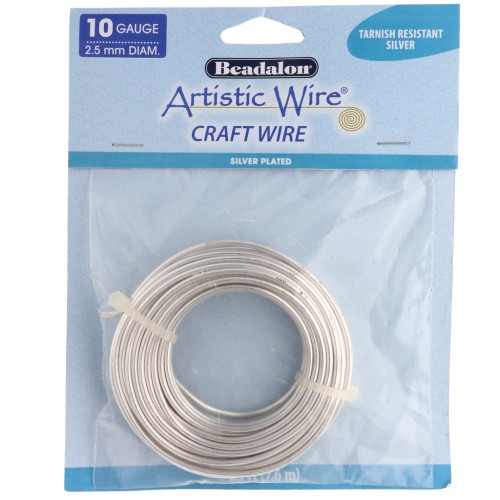 Alambre de cobre redondo de 2,6 mm Artistic Wire resistente al deslustre - Plateado x 7,6 m