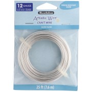 Hilo de cobre redondo de 2,1 mm Artistic Wire resistente al deslustre - Plateado x 7,6 m