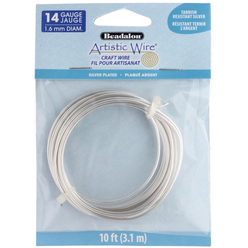 Hilo redondo de cobre de 1,6 mm Artistic Wire - Chapado en plata antideslustrante x 3,1 m
