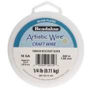 Hilo de cobre redondo de 1 mm Artistic Wire resistente al deslustre - Plateado x 15,8 m