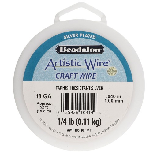 Hilo de cobre redondo de 1 mm Artistic Wire - Chapado en plata antideslustrante x 15,8 m