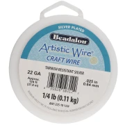 Hilo de cobre redondo de 0,64 mm Artistic Wire resistente al deslustre - Plateado x 37,8 m