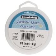 Alambre de cobre redondo de 0,51 mm Artistic Wire resistente al deslustre - Plateado x 62,4 m