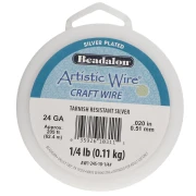 Hilo redondo de cobre de 0,51 mm Artistic Wire - Chapado en plata antideslustrante, 62,4 m