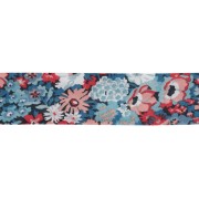 Cinta al bies de tela Liberty - Thorpe Hill - Azul - Rojo - Blanco x 1 m