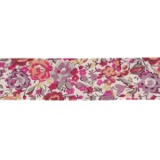 Cinta al bies de tela Liberty - Emma and Georgina - Blanco - Rosa - Violeta x 1 m