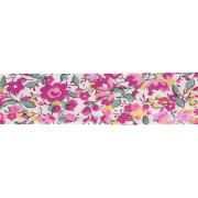 Cinta al bies de tela Liberty - Emma and Georgina - Blanco - Fucsia - Verde x 1 m