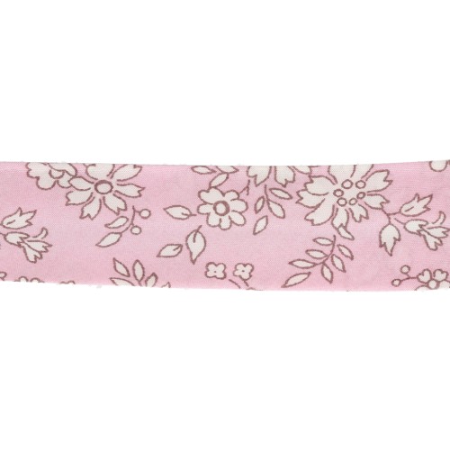 Cinta al bies de tela Liberty - Capel - Rosa - Nude x 1 m