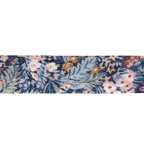 Cinta al bies de tela Liberty - Connie Evelyn - Azul - Terracota - Ocre x1 m