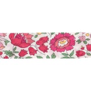 Cinta al bies de tela Liberty - D'anjo - Blanco - Cereza - Verde x 1 m