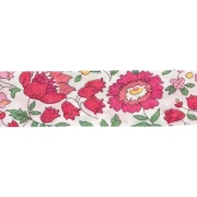 Cinta al bies de tela Liberty - D'anjo - Blanco - Cereza - Verde x 1 m