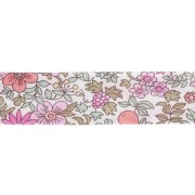 Cinta al bies de tela Liberty - Fruit Punch - Blanco - Rosa - Verde pastel x 1 m