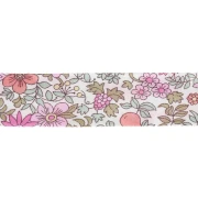 Cinta al bies de tela Liberty - Fruit Punch - Blanco - Rosa - Verde pastel x 1 m