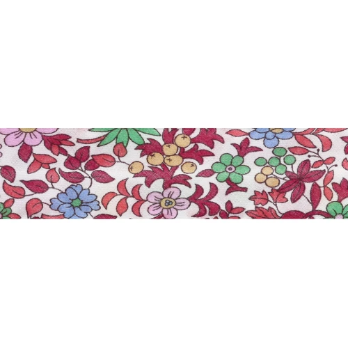 Cinta al bies de tela Liberty - Fruit Punch - Blanco - Multicolor x 1 m