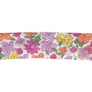 Cinta al bies de tela Liberty - Orgánica - Blanca - Fucsia - Lila x 1 m