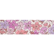 Cinta al bies de tela Liberty - Orgánica - Crema - Rosa antiguo - Malva x 1 m